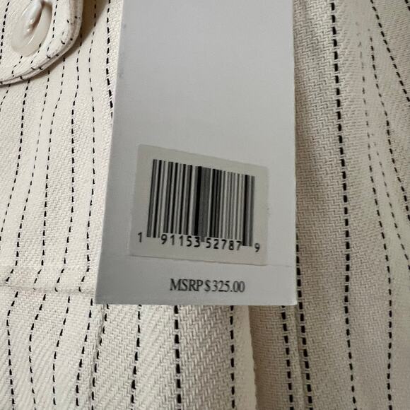 NWT $325 Jason Wu Cropped Pinstripe Women's Blazer Jacket Designer Cream White M - Picture 5 of 8